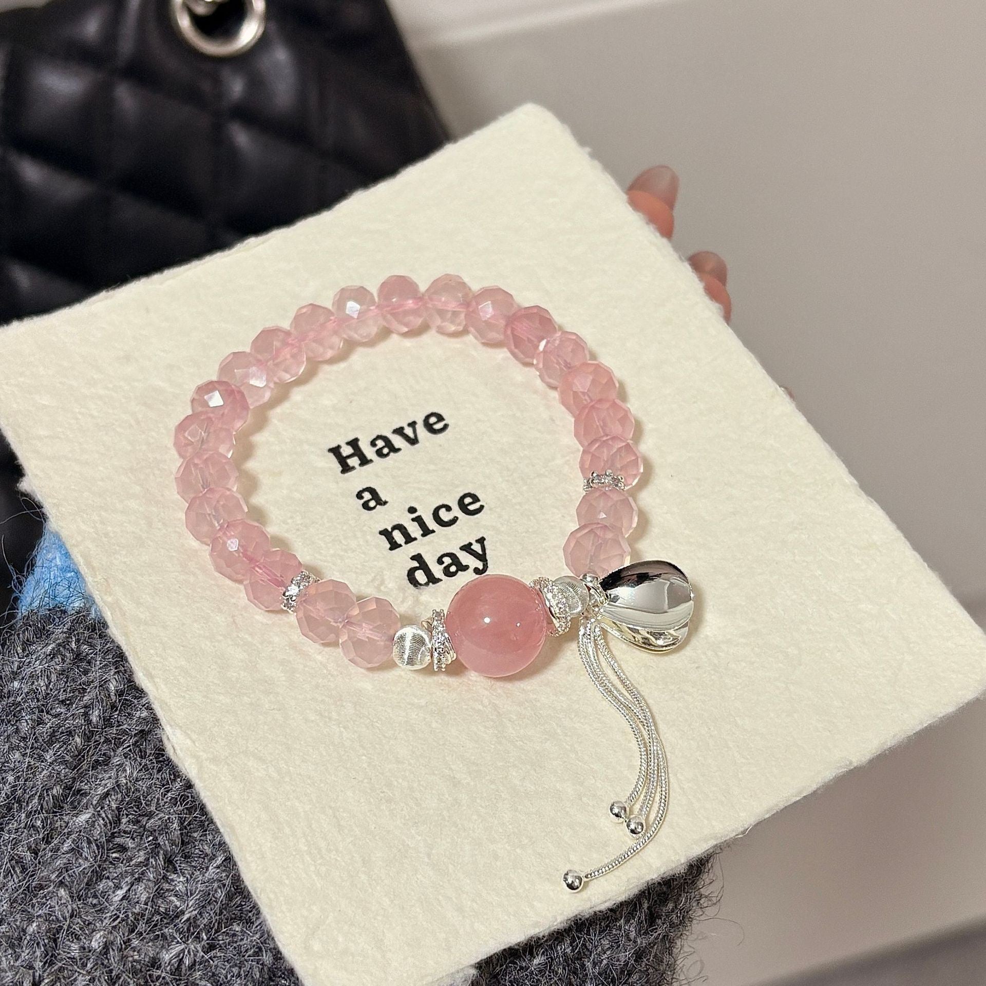Natural Rose Quartz Bracelet | Handmade Healing Crystal for Love & Calm