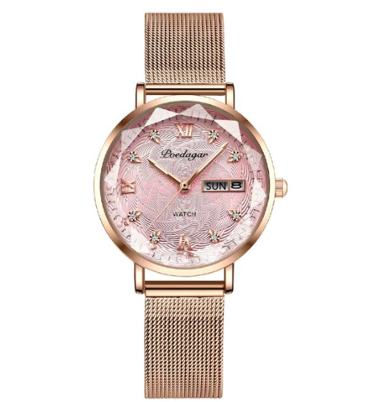 Berdagga new waterproof luminous ladies watch female student Korean version trendy double calendar quartz watch ultra-thin