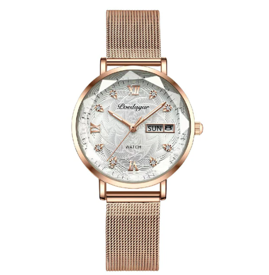 Berdagga new waterproof luminous ladies watch female student Korean version trendy double calendar quartz watch ultra-thin