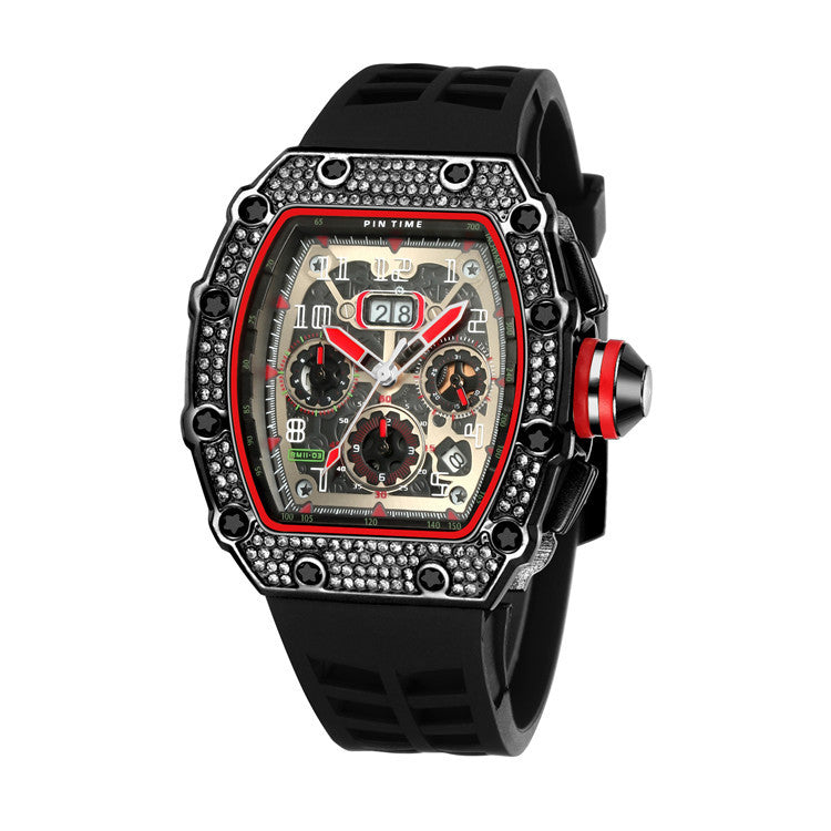 PINTIME/Pintime Quartz Watch Men's Watch Foreign Trade Cross-border Hot Sale Barrel Square Watch Multi-function Miller Watch Men