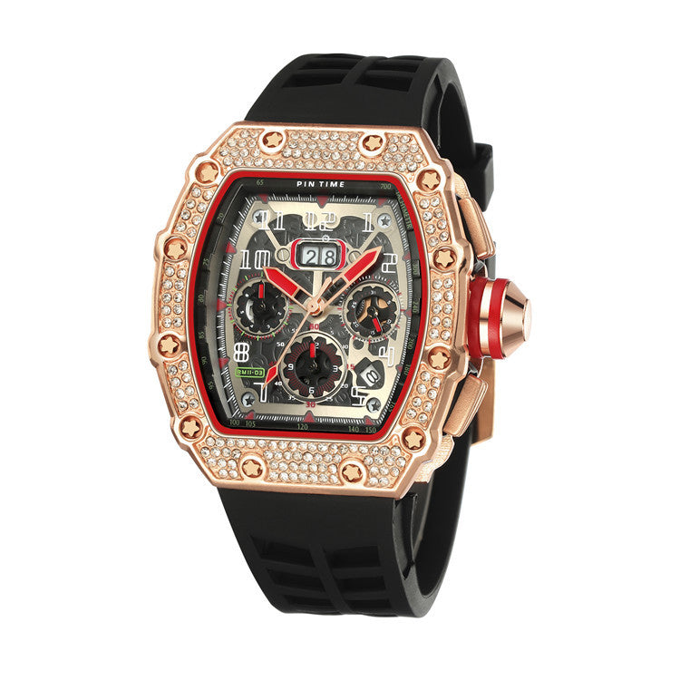 PINTIME/Pintime Quartz Watch Men's Watch Foreign Trade Cross-border Hot Sale Barrel Square Watch Multi-function Miller Watch Men