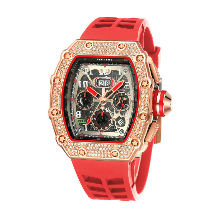 PINTIME/Pintime Quartz Watch Men's Watch Foreign Trade Cross-border Hot Sale Barrel Square Watch Multi-function Miller Watch Men