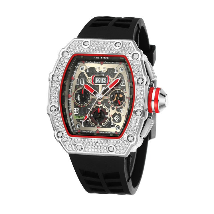 PINTIME/Pintime Quartz Watch Men's Watch Foreign Trade Cross-border Hot Sale Barrel Square Watch Multi-function Miller Watch Men
