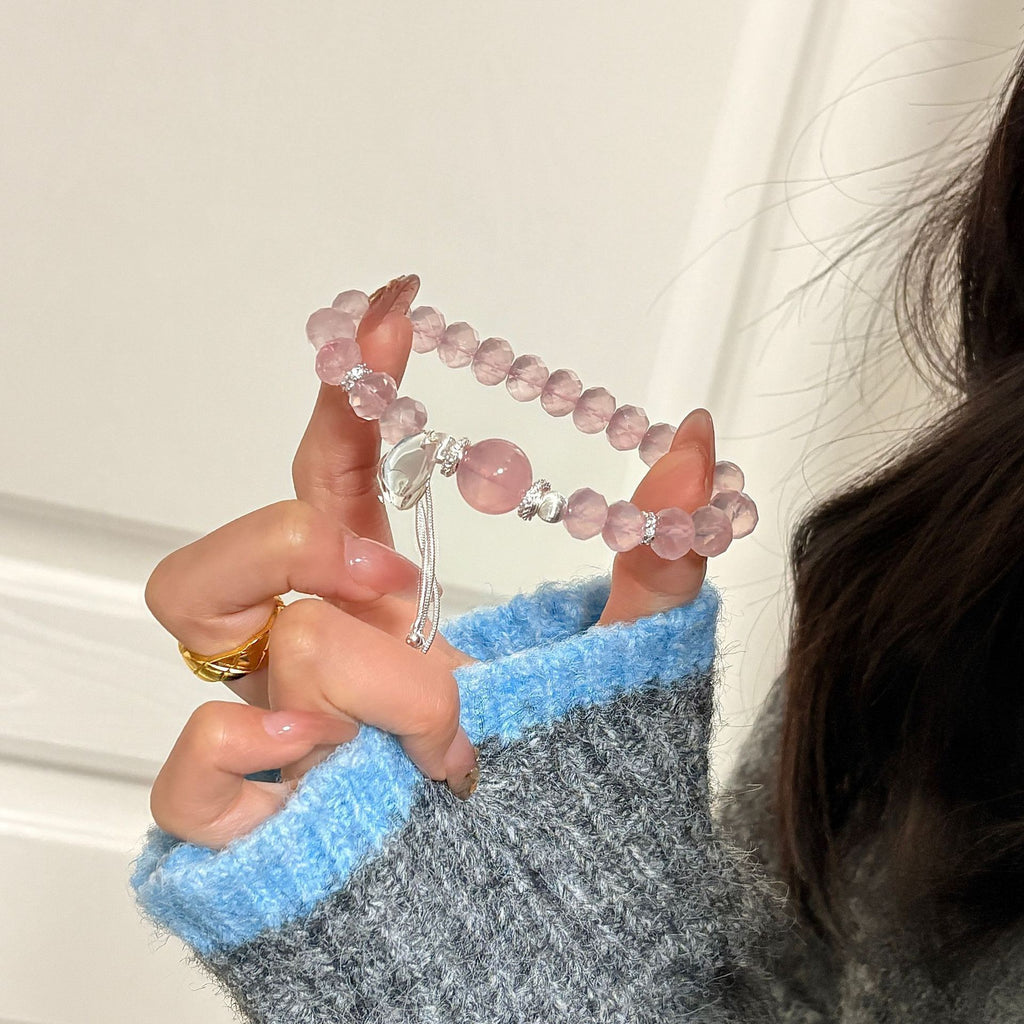 Natural Rose Quartz Bracelet | Handmade Healing Crystal for Love & Calm