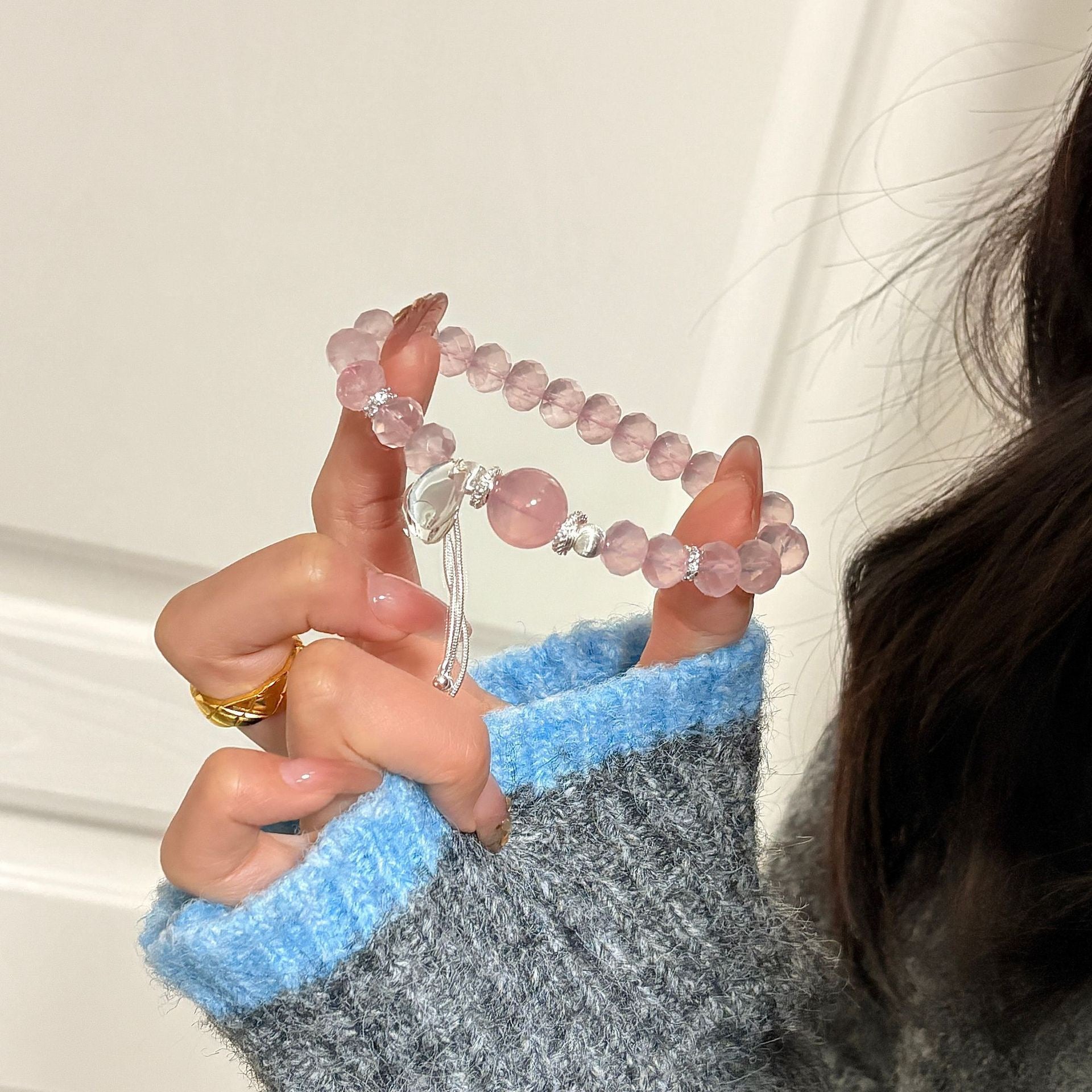 Natural Rose Quartz Bracelet | Handmade Healing Crystal for Love & Calm