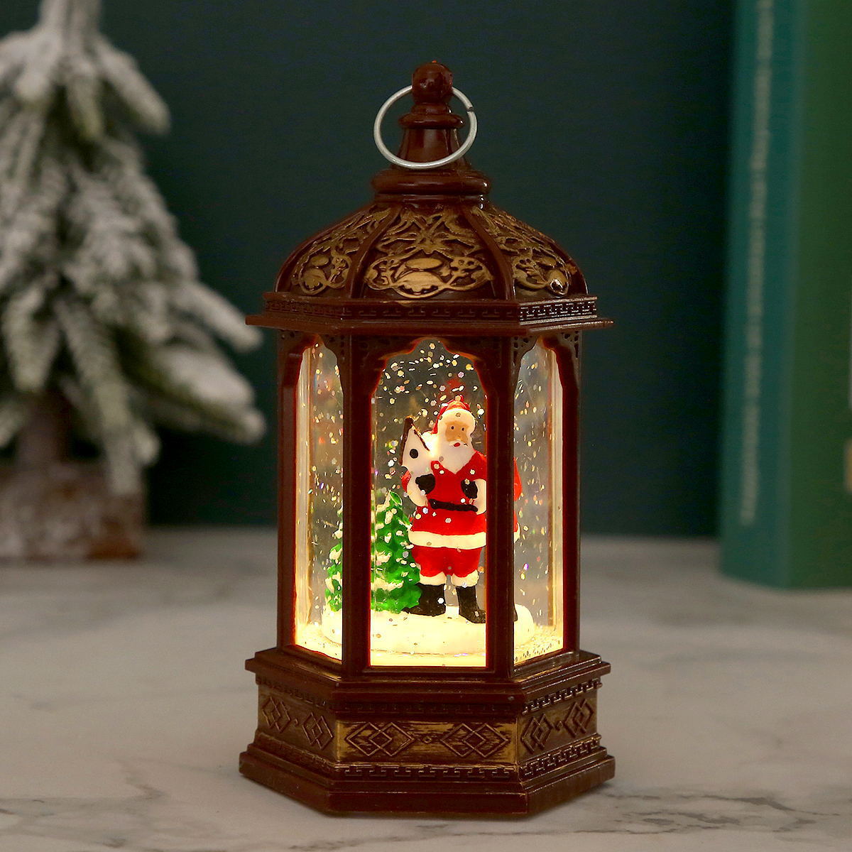 Christmas decorations, Christmas gifts, night lights, Santa Claus hexagonal lanterns, water-filled Christmas gifts for girlfriends