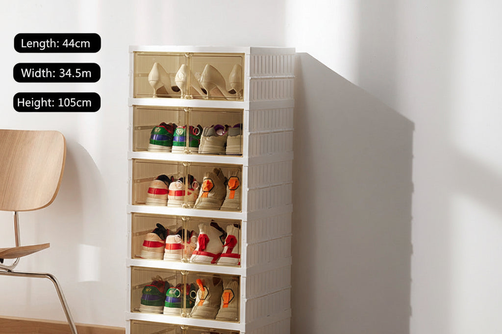 Double-row folding shoe box aj transparent storage box installation-free shoe rack breathable ant shoe cabinet sneakers boots dustproof