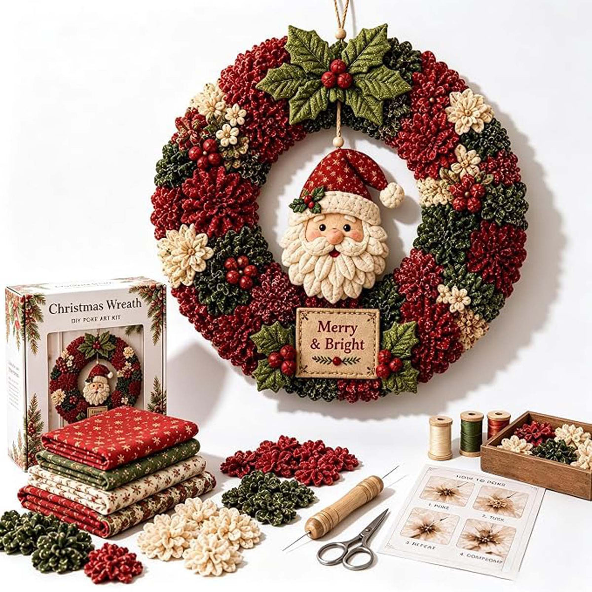 New cross-border product: Christmas Fabric Wreath DIY Kit