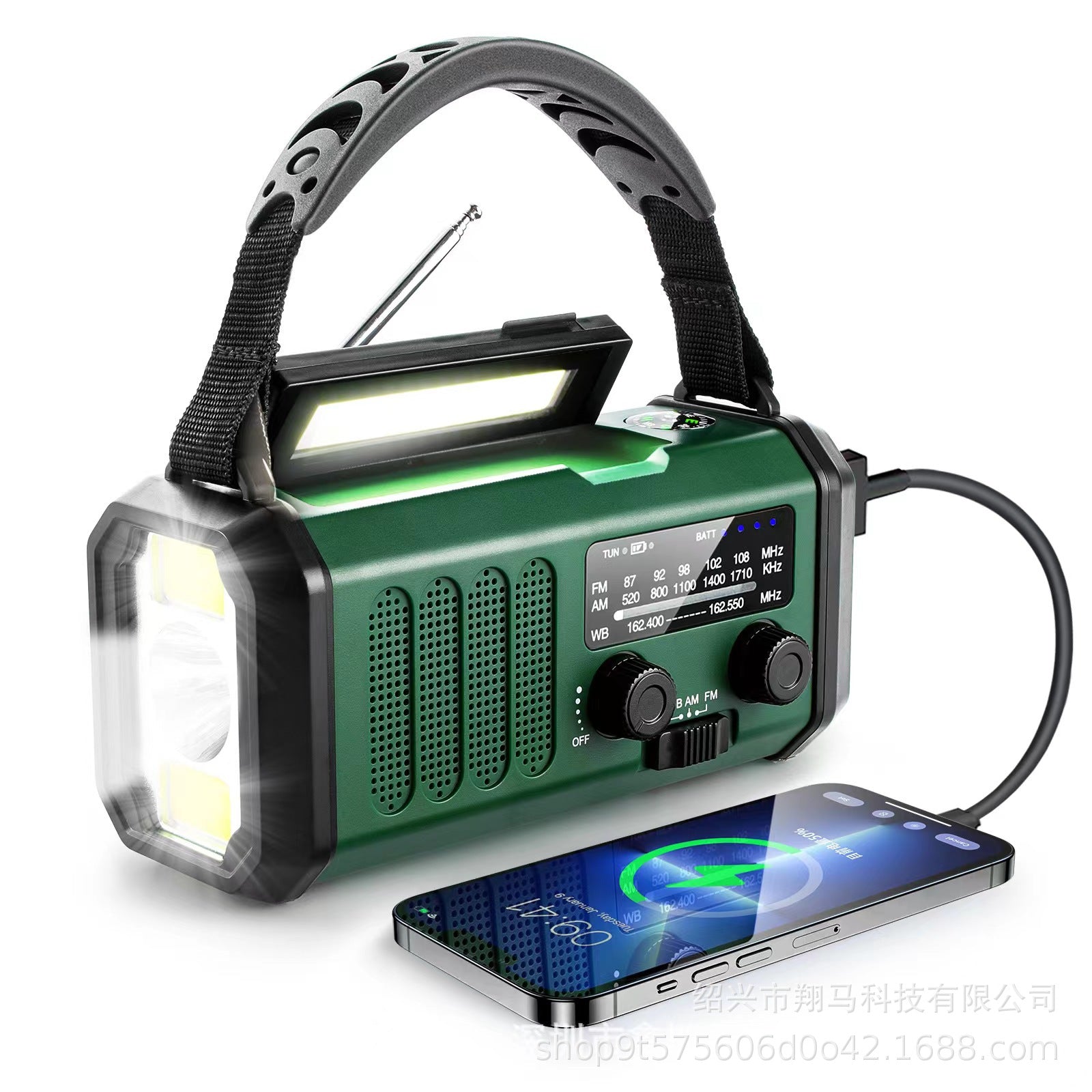 American and European new solar hand-cranked charging portable radio flashlight reading light sos