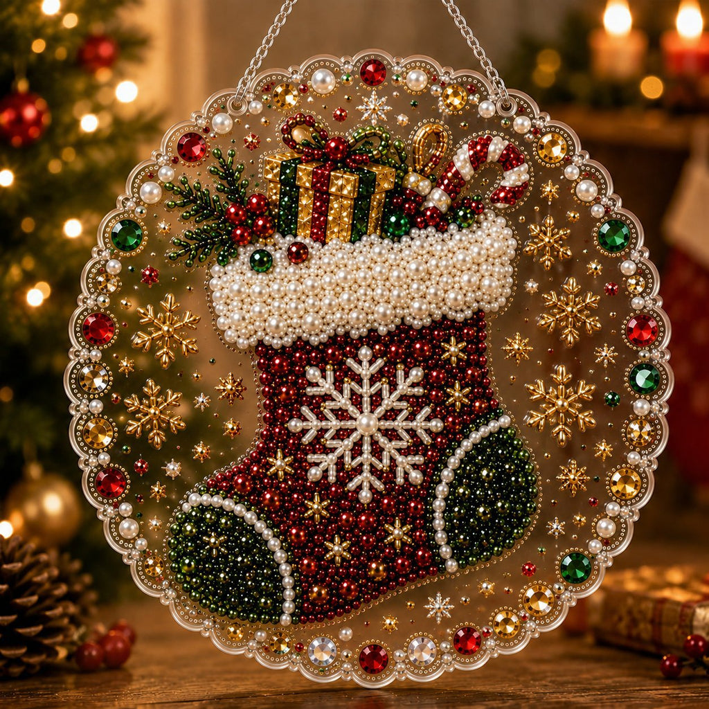 New 5D diamond painting pendant for cross-border Amazon, Christmas holiday ornament, diamond painting pendant factory direct sales.