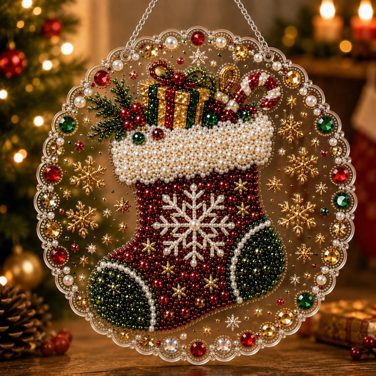 New 5D diamond painting pendant for cross-border Amazon, Christmas holiday ornament, diamond painting pendant factory direct sales.