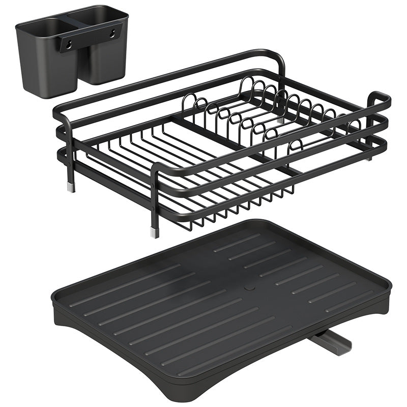 Kitchen rack dish drain rack diversion and drainage dish rack multi-functional household countertop single-layer tableware rack