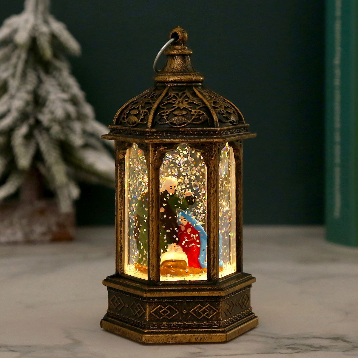 Christmas decorations, Christmas gifts, night lights, Santa Claus hexagonal lanterns, water-filled Christmas gifts for girlfriends