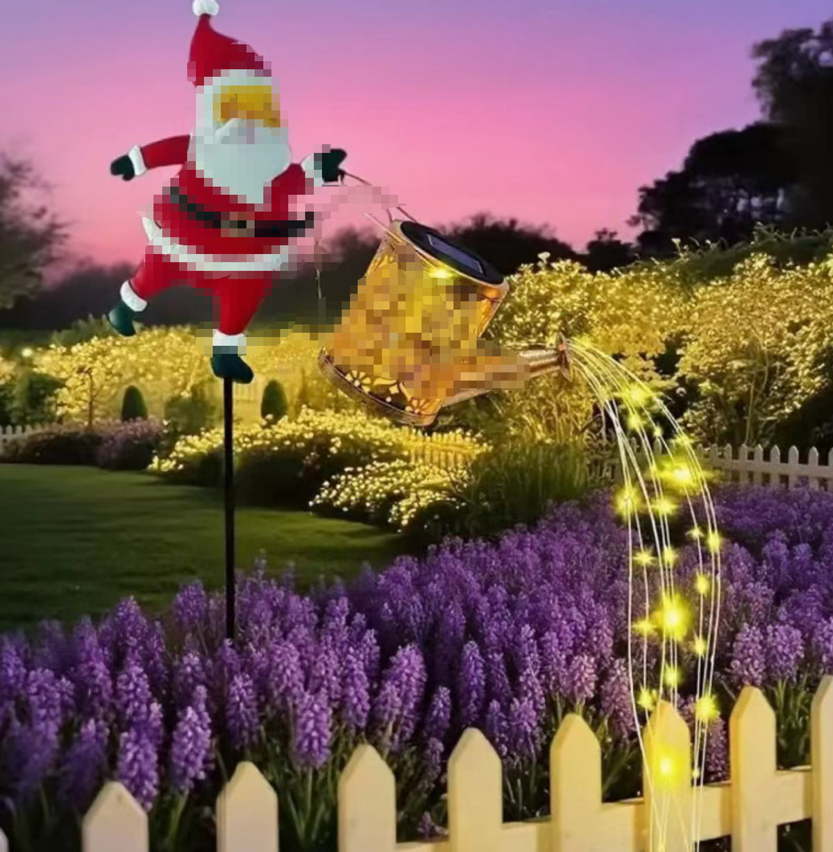 Creative Christmas Solar-Powered Santa Claus Lanterns for Outdoor Patios and Gardens - Wrought Iron Crafts Decorations