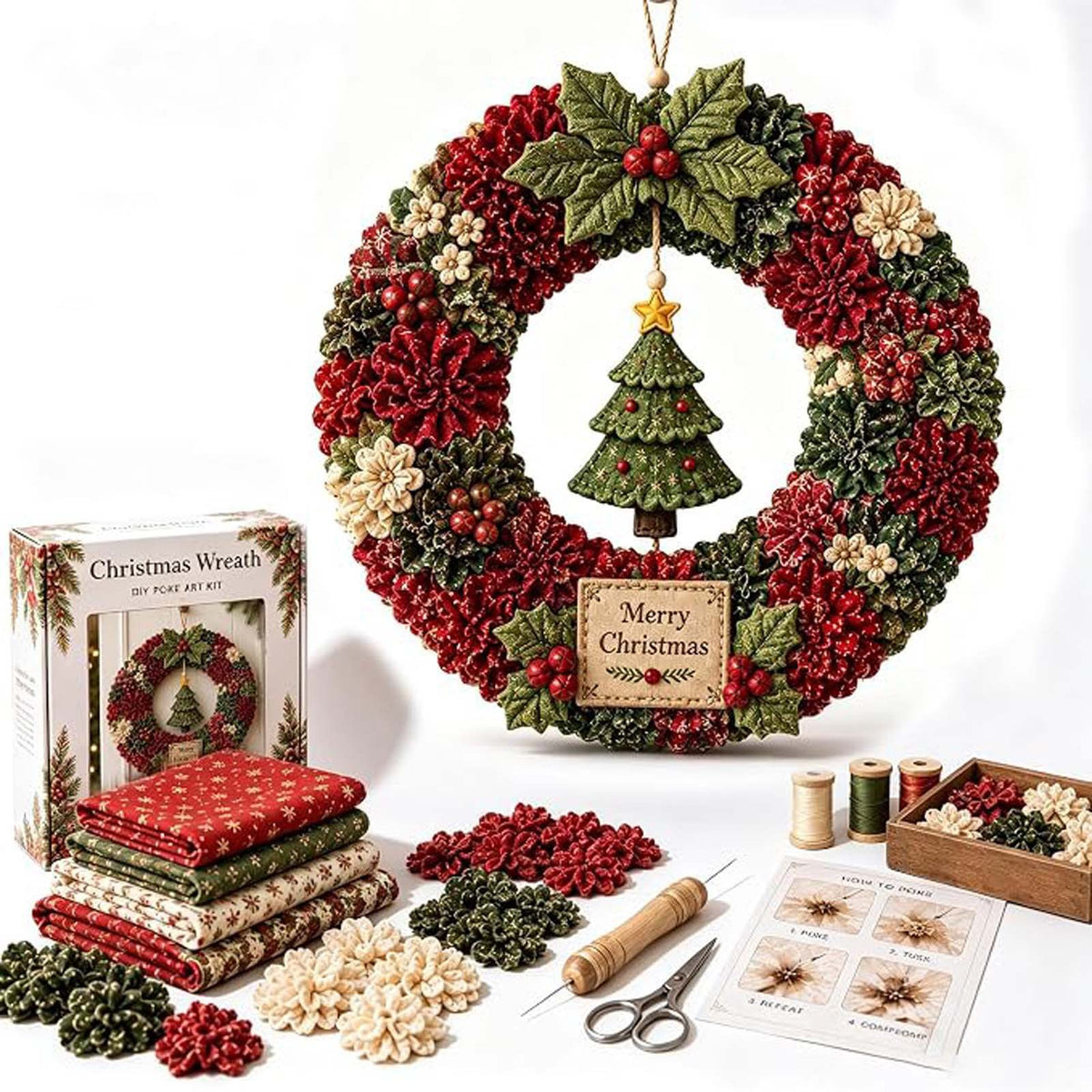 New cross-border product: Christmas Fabric Wreath DIY Kit