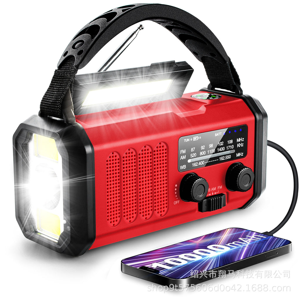 American and European new solar hand-cranked charging portable radio flashlight reading light sos