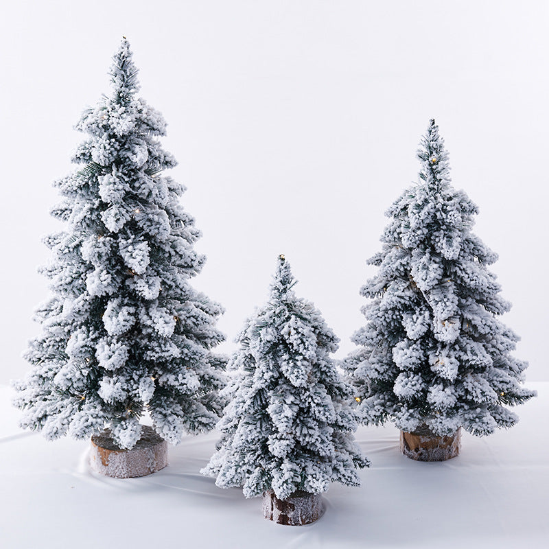Factory direct sales of pointed, drooping mini flocked Christmas tree decorations, Christmas desktop ornaments, Nordic style.