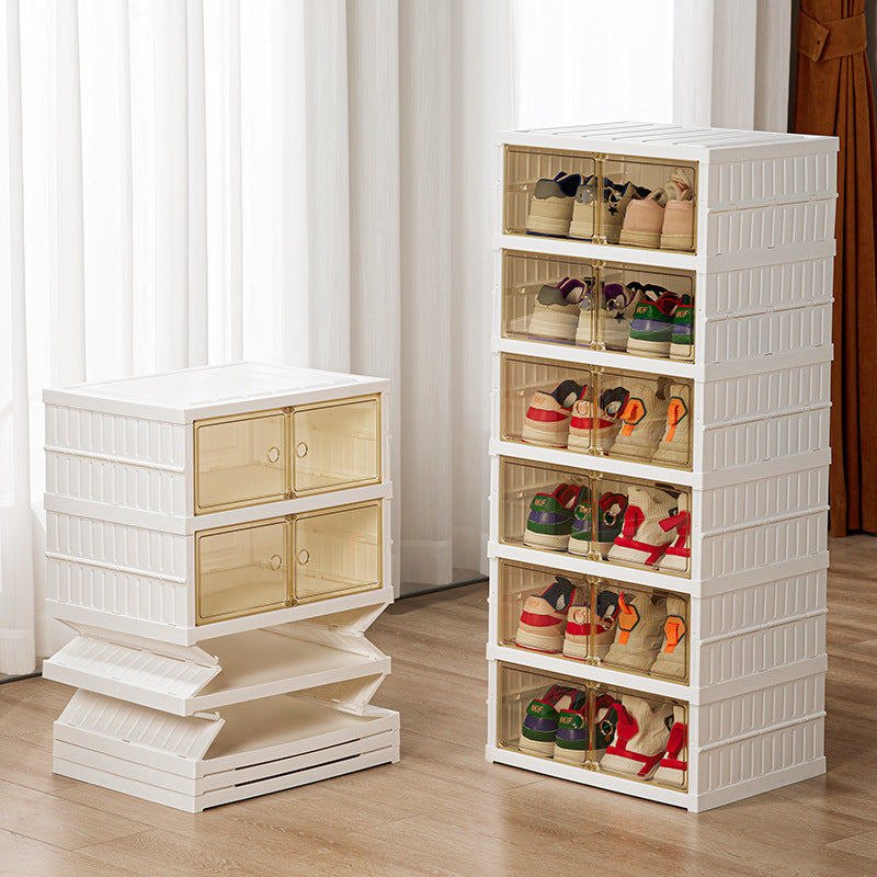 Double-row folding shoe box aj transparent storage box installation-free shoe rack breathable ant shoe cabinet sneakers boots dustproof