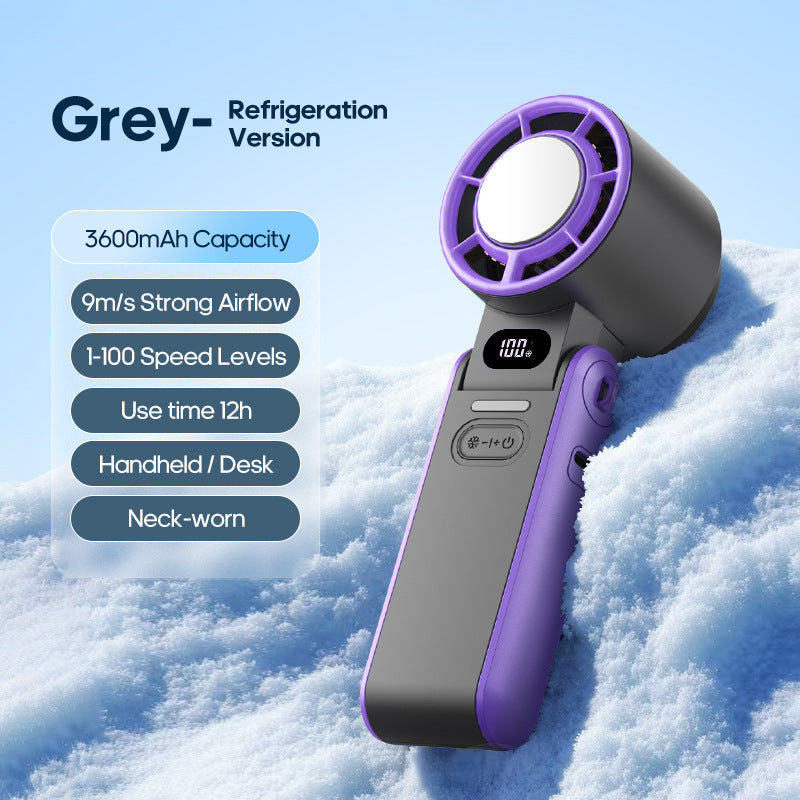 Digital display handheld foldable fan High-speed cooling small fan Outdoor mini portable folding USB small fan