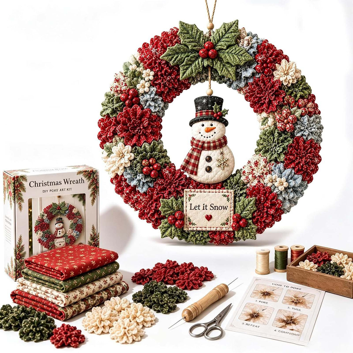 New cross-border product: Christmas Fabric Wreath DIY Kit