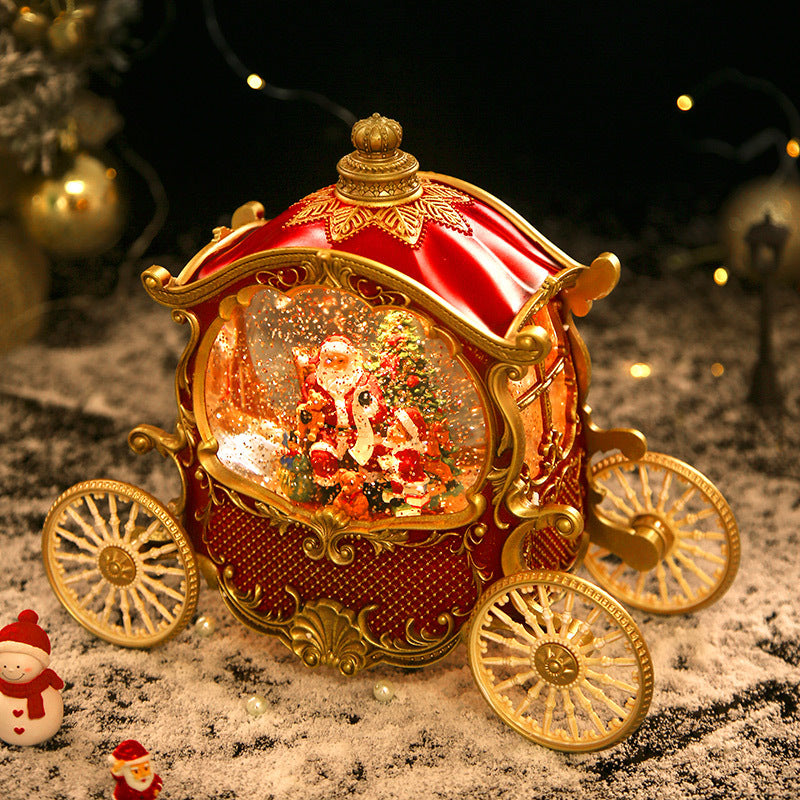 Christmas cross-border elderly carriage music box crystal ball children's holiday gift retro ornament gift