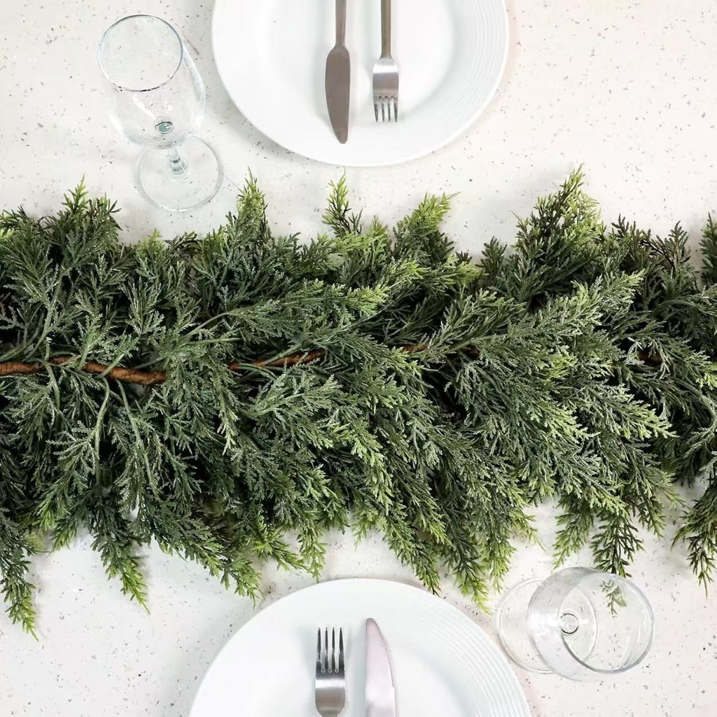 Cross-border popular Christmas pine and cypress leaf rattan wreath, handmade Norfolk pine and cypress rattan