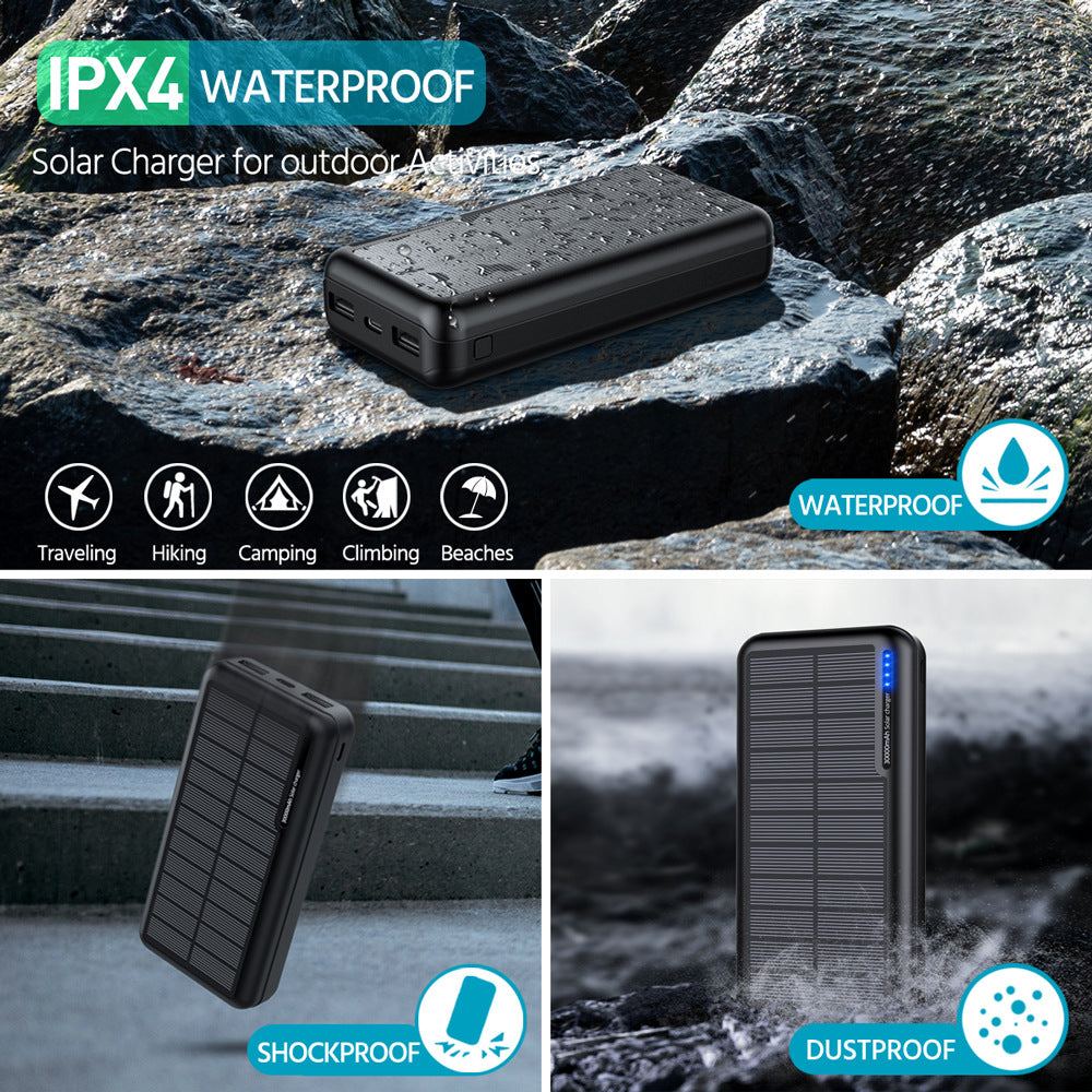 Amazon Hot Selling Solar Power Bank Highlight Dual Light Outdoor Waterproof Power Bank Korea KC Certification
