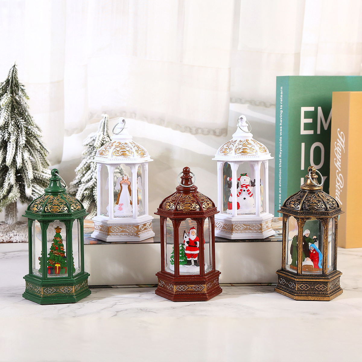 Christmas decorations, Christmas gifts, night lights, Santa Claus hexagonal lanterns, water-filled Christmas gifts for girlfriends