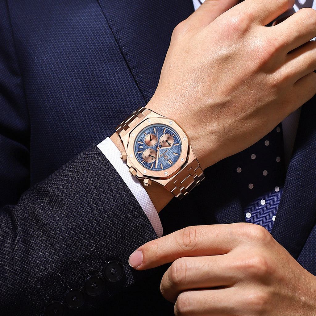 Swiss brand new multi-functional quartz men's watch, trendy wristwatch, live stream hot-selling item for foreign trade, dropshipping available.