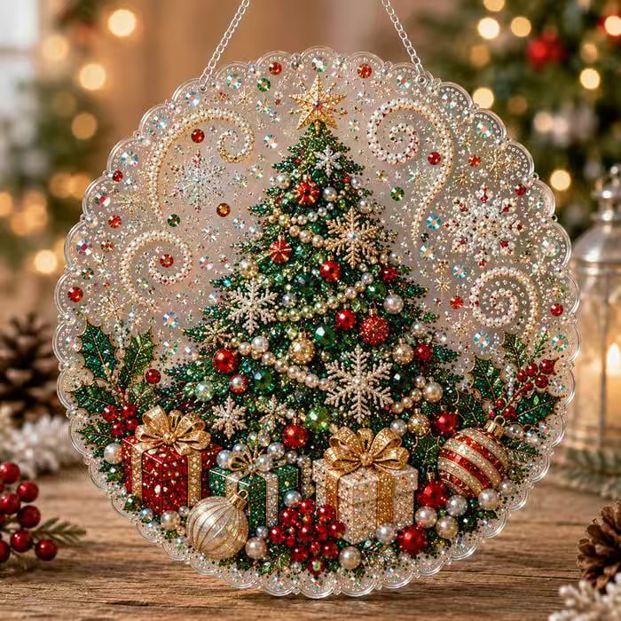 New 5D diamond painting pendant for cross-border Amazon, Christmas holiday ornament, diamond painting pendant factory direct sales.