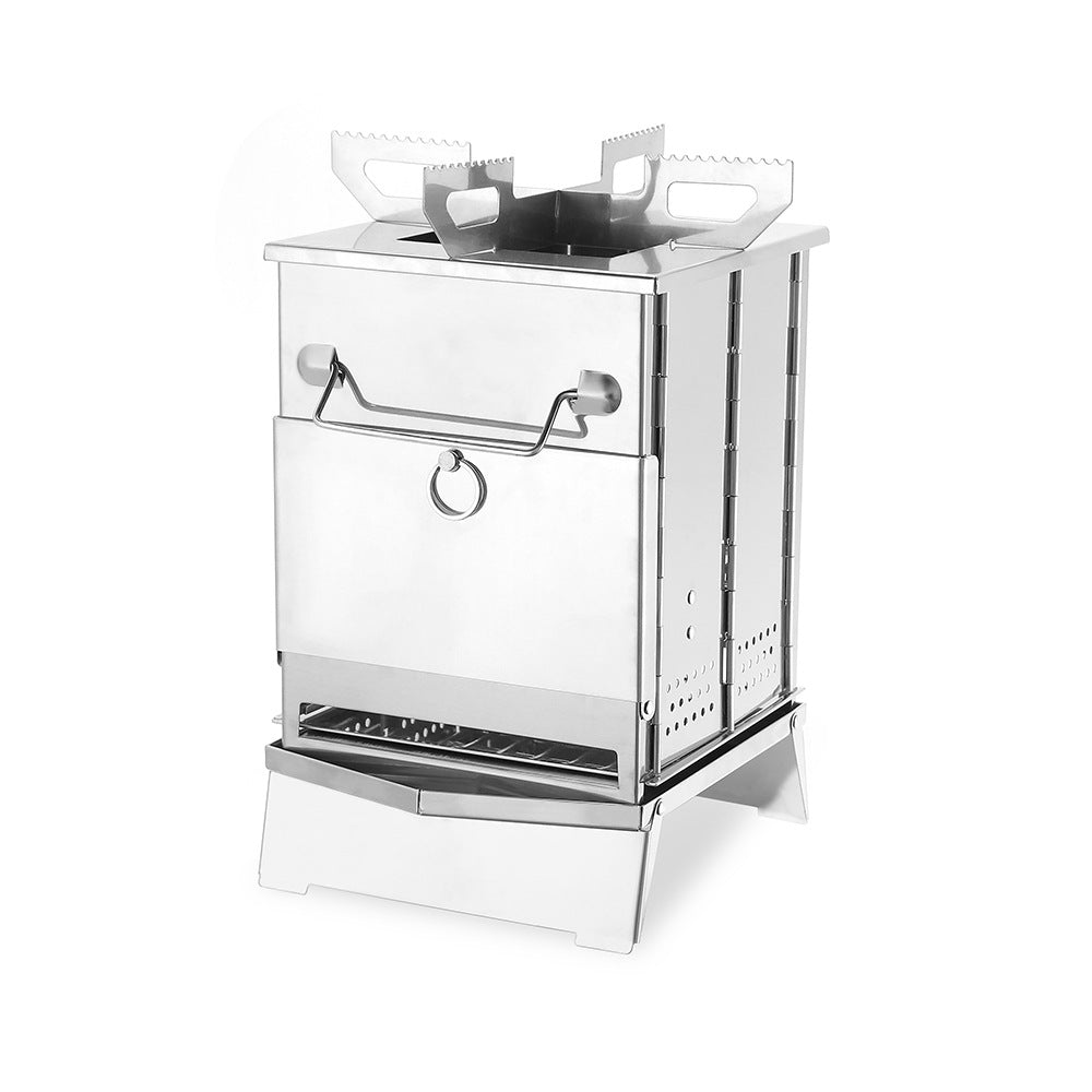 Outdoor Folding Wood Stove Mini Stainless Steel Grill BBQ Camping Picnic Folding Charcoal Stove Outdoor Grill