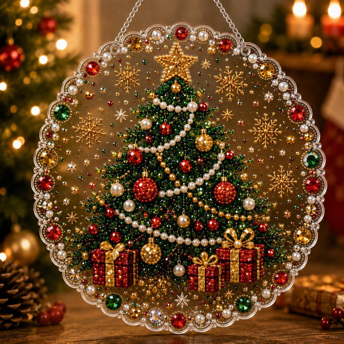 New 5D diamond painting pendant for cross-border Amazon, Christmas holiday ornament, diamond painting pendant factory direct sales.