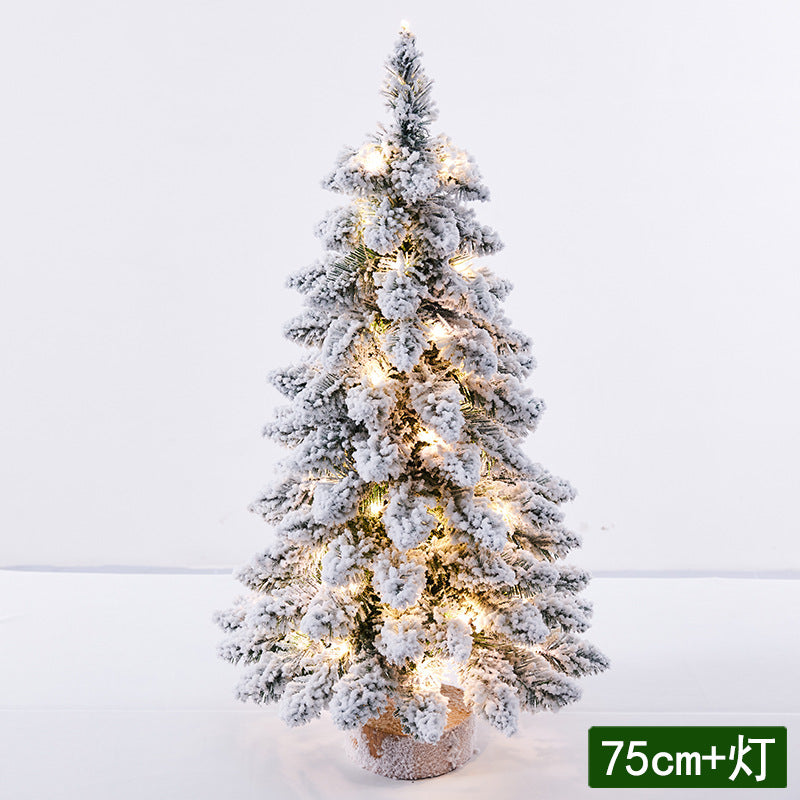 Factory direct sales of pointed, drooping mini flocked Christmas tree decorations, Christmas desktop ornaments, Nordic style.