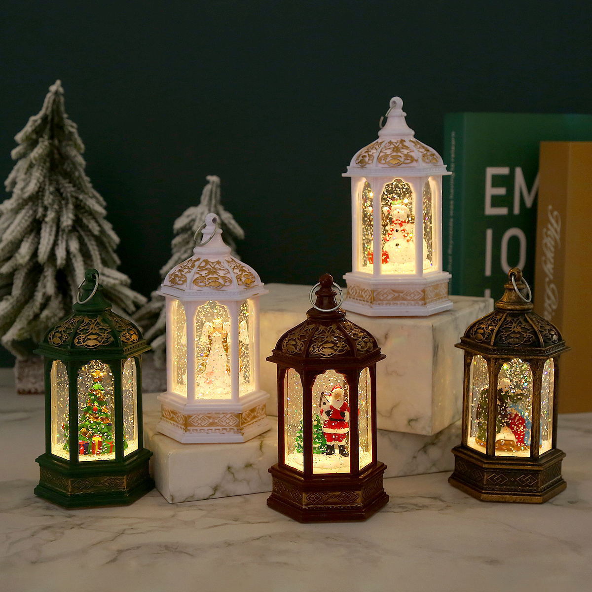 Christmas decorations, Christmas gifts, night lights, Santa Claus hexagonal lanterns, water-filled Christmas gifts for girlfriends