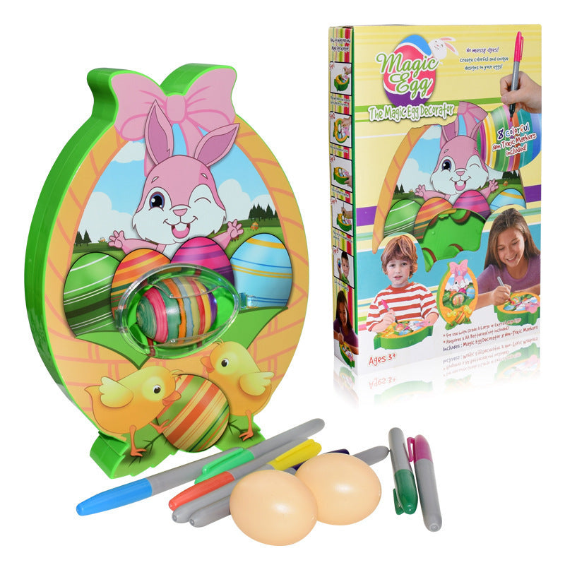 Happy Easter Egg Decoration Set Easter DIY Painted Egg Painting Game Drawing Board Playing Water Turtle