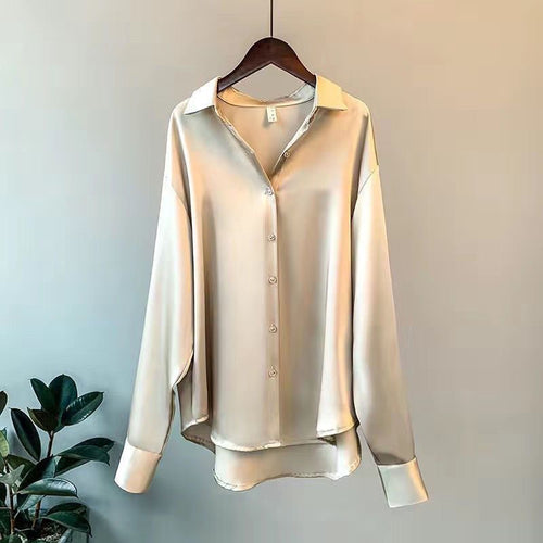 2026 Spring and Autumn New Long-sleeved Satin Shirt Women's Design Sense Niche Versatile Drape Retro Hong Kong Style Shirt Top