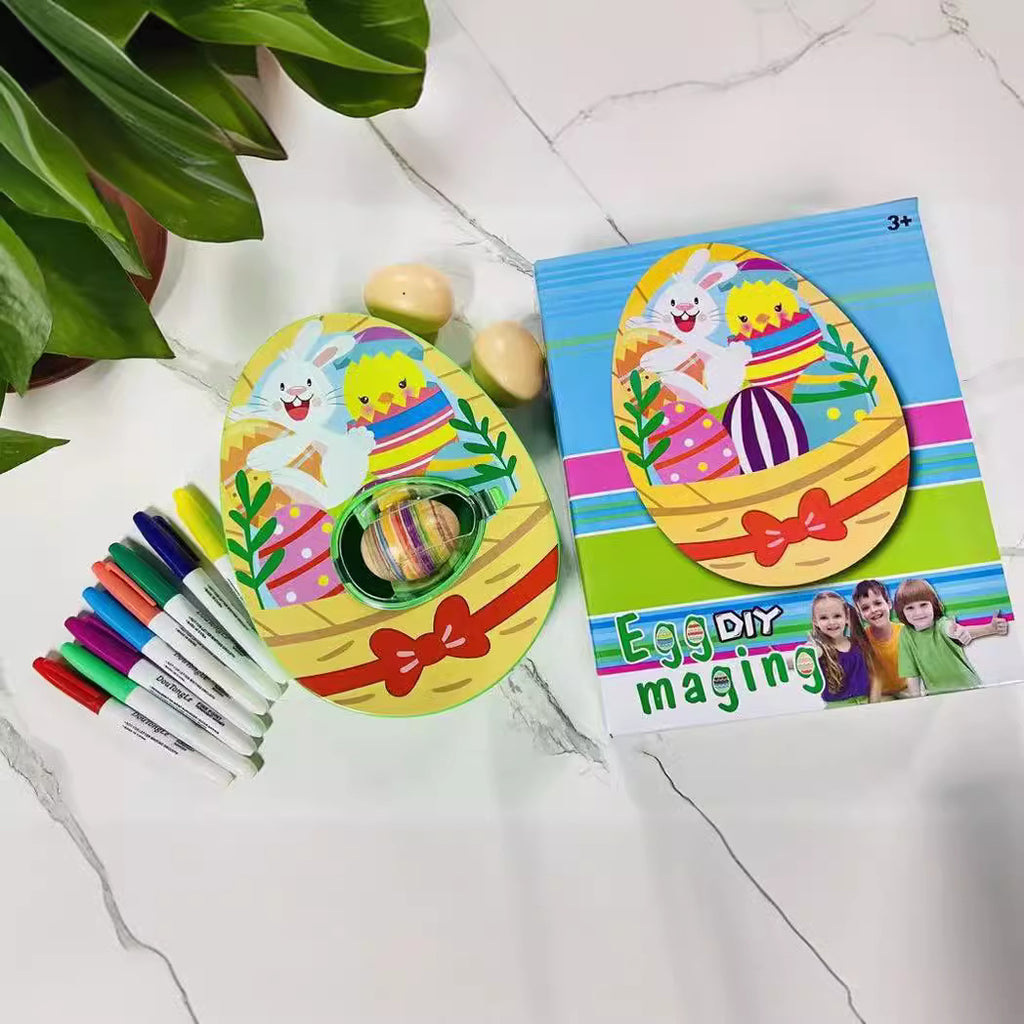 Happy Easter Egg Decoration Set Easter DIY Painted Egg Painting Game Drawing Board Playing Water Turtle