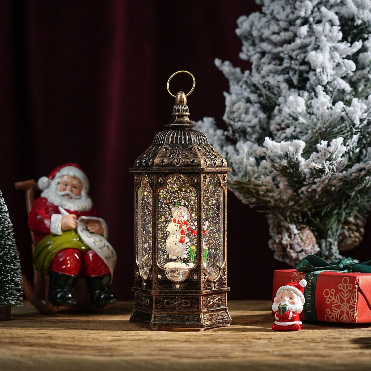 Cross-border Christmas decorations, LED water lanterns, old man and snowman indoor luminous night lights, creative home ornaments