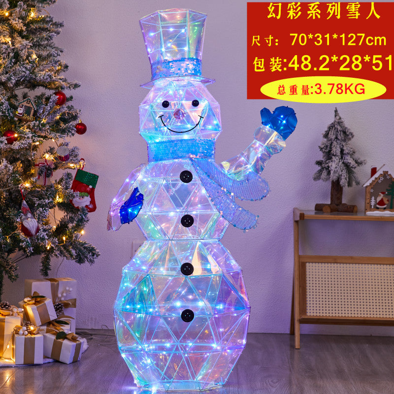 Christmas glowing deer decoration for shopping malls, outdoor wrought iron deer with lights, lawn and yard lighting, Christmas deer pulling a sleigh ornament.