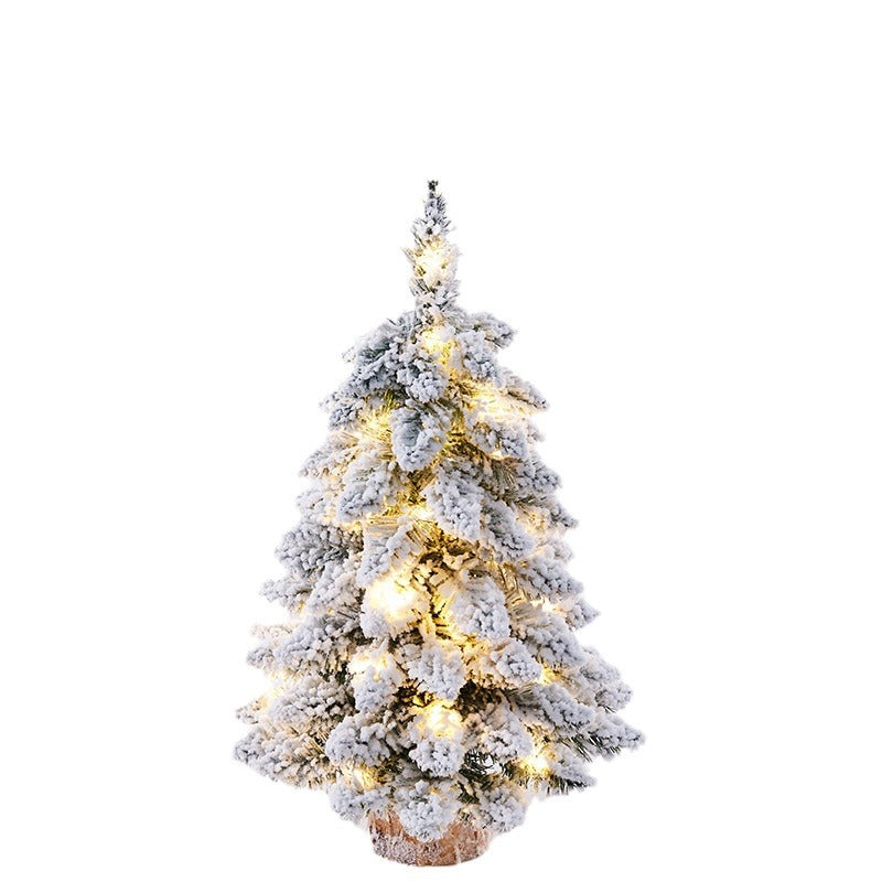 Factory direct sales of pointed, drooping mini flocked Christmas tree decorations, Christmas desktop ornaments, Nordic style.