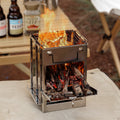 Outdoor Folding Wood Stove Mini Stainless Steel Grill BBQ Camping Picnic Folding Charcoal Stove Outdoor Grill