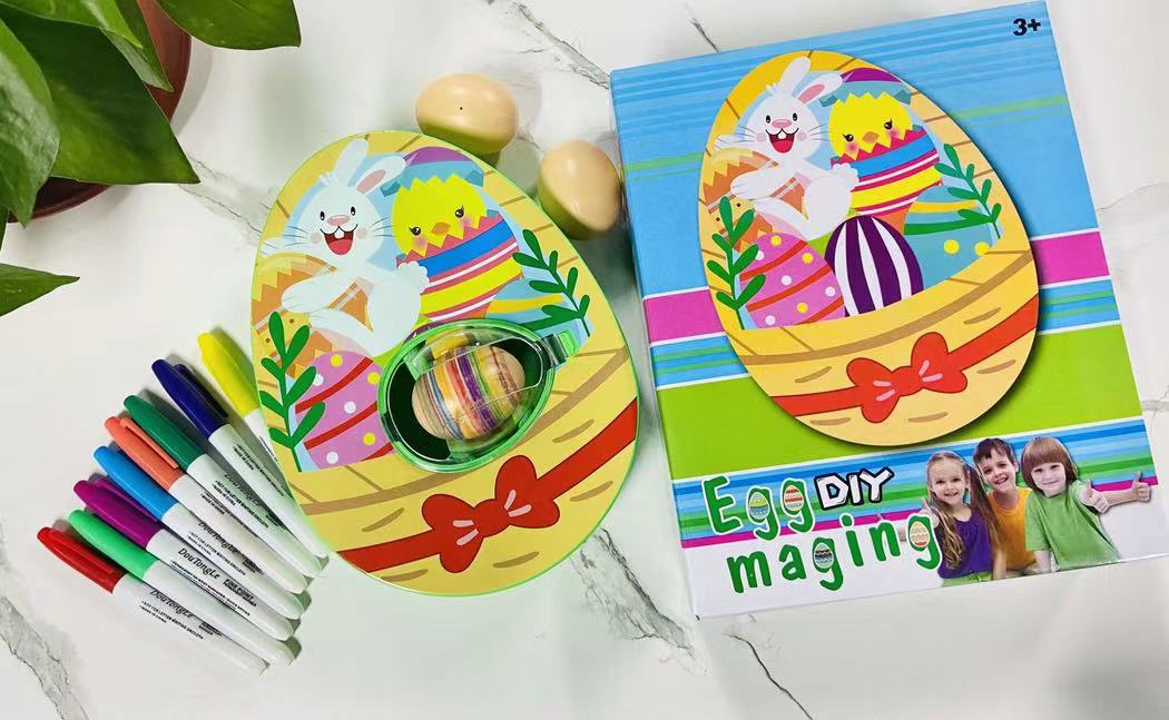 Happy Easter Egg Decoration Set Easter DIY Painted Egg Painting Game Drawing Board Playing Water Turtle
