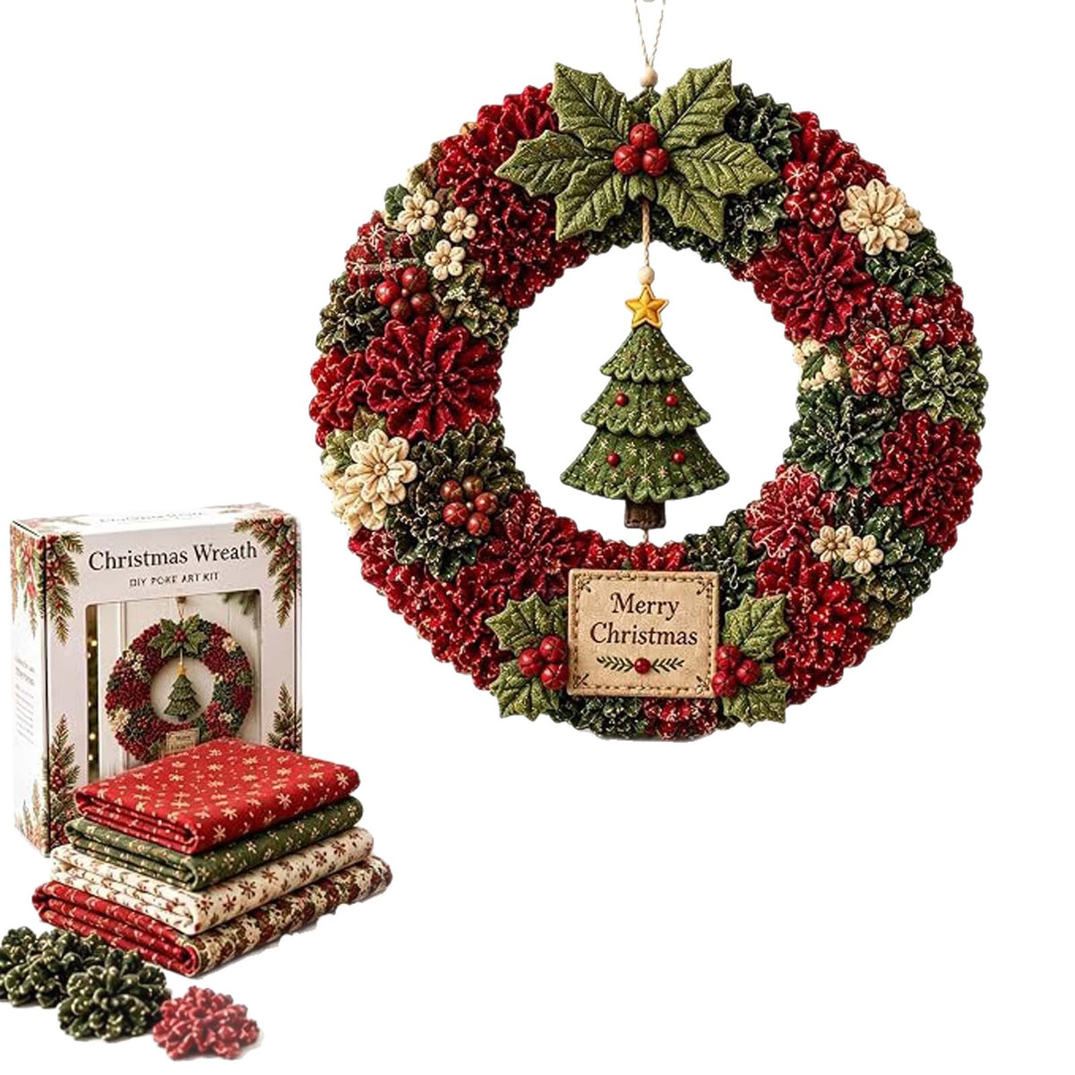New cross-border product: Christmas Fabric Wreath DIY Kit
