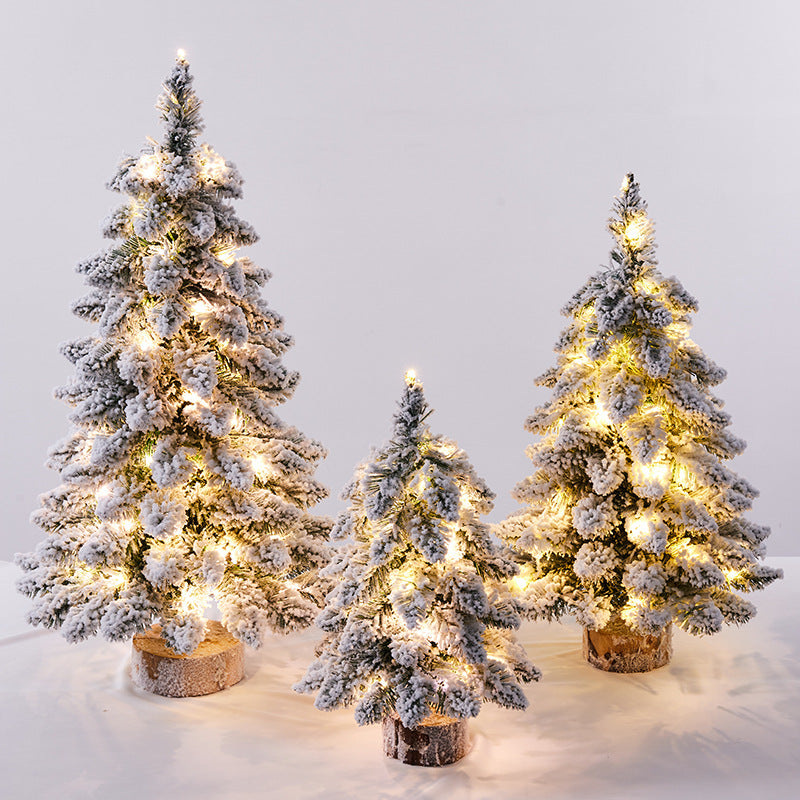 Factory direct sales of pointed, drooping mini flocked Christmas tree decorations, Christmas desktop ornaments, Nordic style.