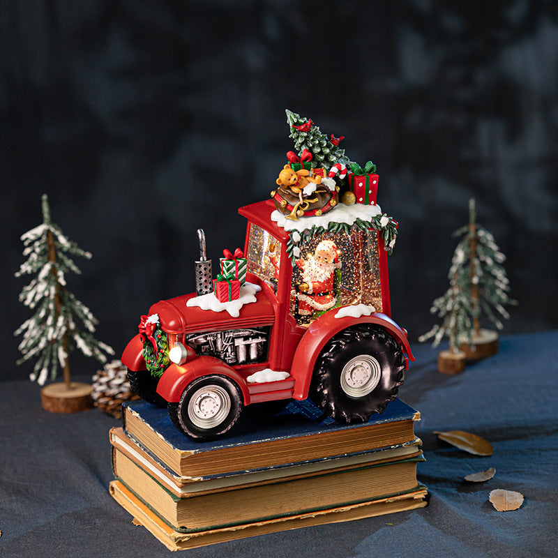 New cross-border Christmas decorative ornaments: red truck tree, vintage car, music box, snowflake crystal ball, music box.