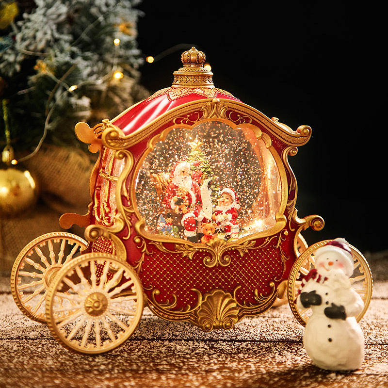 Christmas cross-border elderly carriage music box crystal ball children's holiday gift retro ornament gift