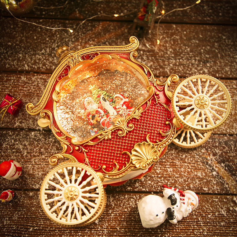 Christmas cross-border elderly carriage music box crystal ball children's holiday gift retro ornament gift