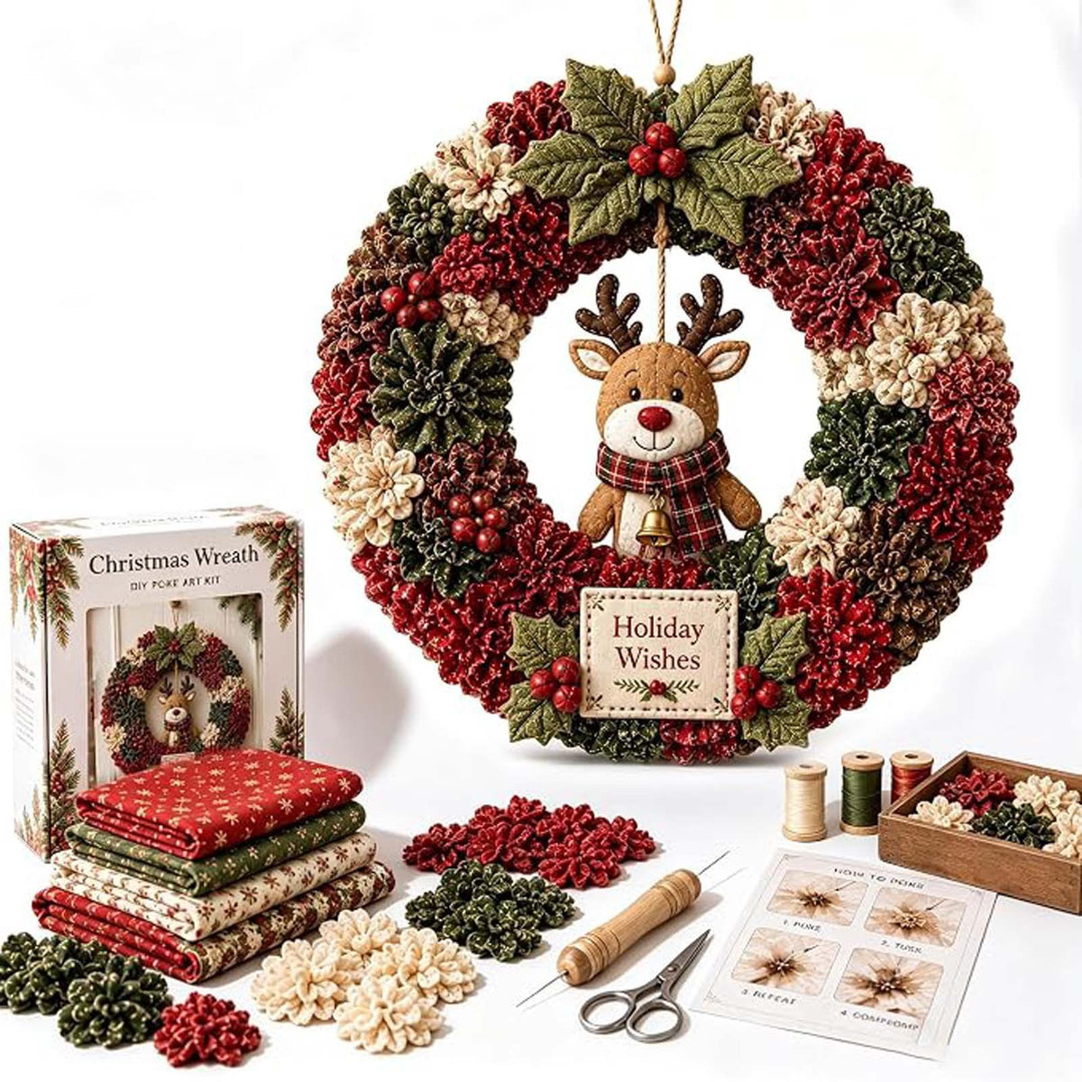 New cross-border product: Christmas Fabric Wreath DIY Kit