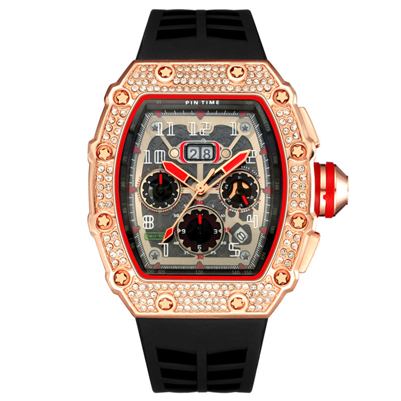 PINTIME/Pintime Quartz Watch Men's Watch Foreign Trade Cross-border Hot Sale Barrel Square Watch Multi-function Miller Watch Men