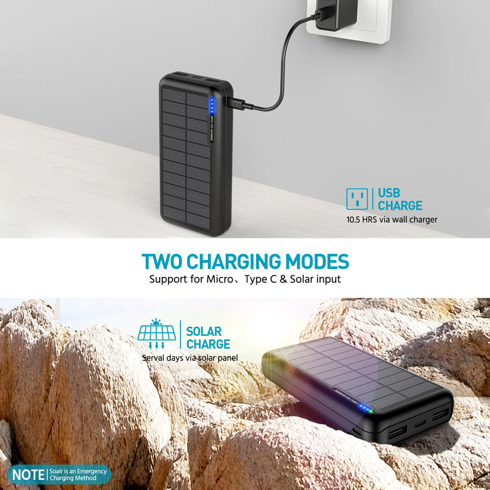 Amazon Hot Selling Solar Power Bank Highlight Dual Light Outdoor Waterproof Power Bank Korea KC Certification